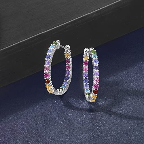 Ross-Simons Gemstone Hoop Earrings in Sterling Silver3