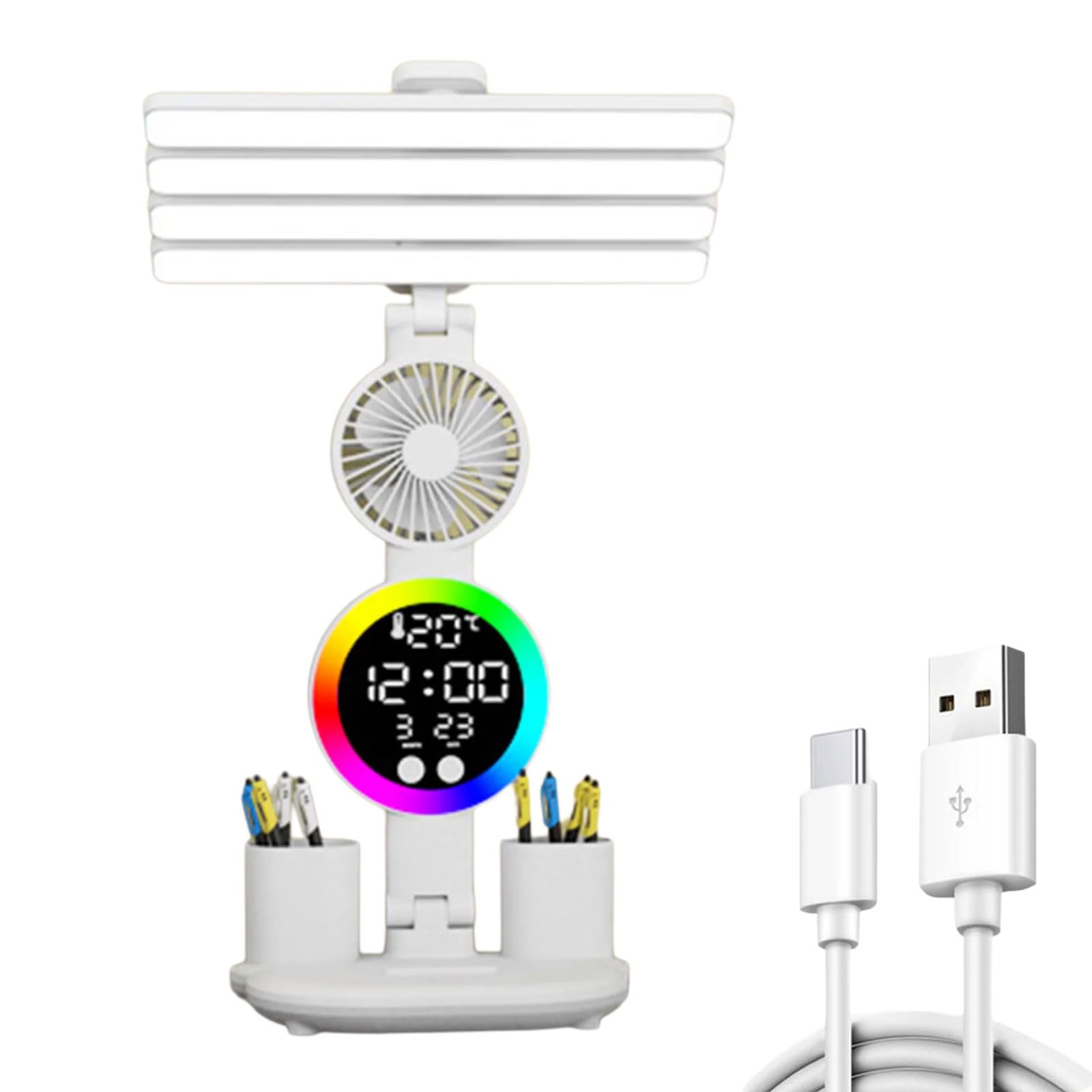 Kelisdi LED Desk Lamp Led Display Light Clock Rechargeable Battery or USB Charging Students Reading Lamp Screen