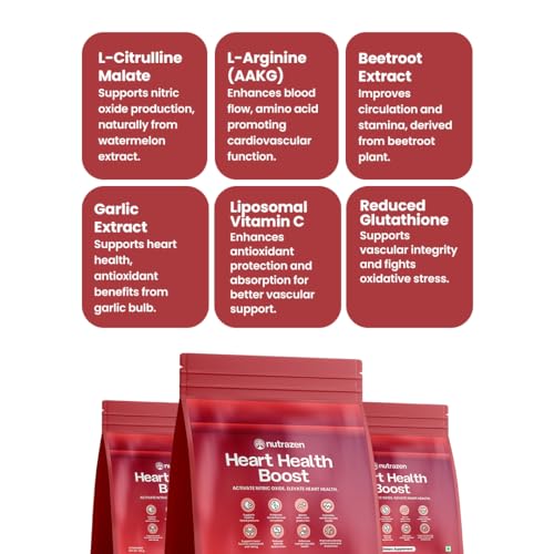 Image of Heart Health Boost | L-Arginine, L-Citrulline Malate, Beetroot & Garlic Extract | Supports Healthy Circulation, Vitality & Energy | With Liposomal Vitamin C & Glutathione Antioxidant Formula | 30 Sachets