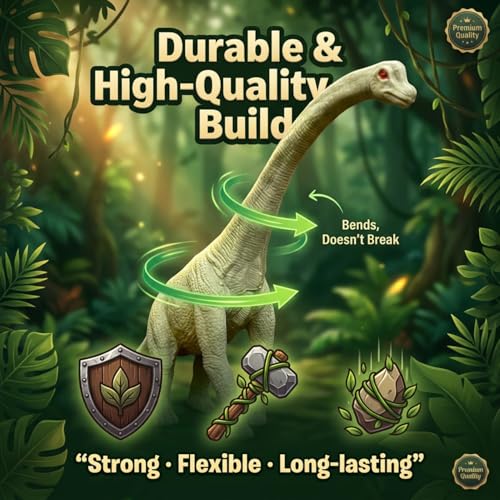 Image of ZESTHOME Big Brachiosaurus Dinosaur Toy for Kids - Realistic Large Dino Figure with Rocks & Tree | BPA-Free Non-Toxic PVC Jurassic Animal Playset for Learning (Age 3+)