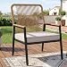 LIFERUN 1er Set Gartenstuhl Rattan, Terrassenstühle, Balkonstühle Metall und PE Rattan, wetterfeste, mit 8 cm Sitzkissen, Max Tragfähigkeit 160 kg, WPC Armrest, für Terrasse, Garten, Veranda, Beige