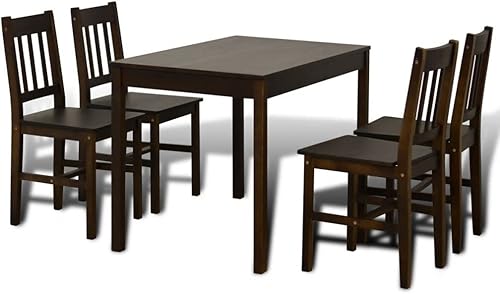 ZSEDP - Juego de mesas y sillas de madera para cocina, juego de mesa de comedor para 4 unidades, color marrón disponible en Yaxa Colombia
