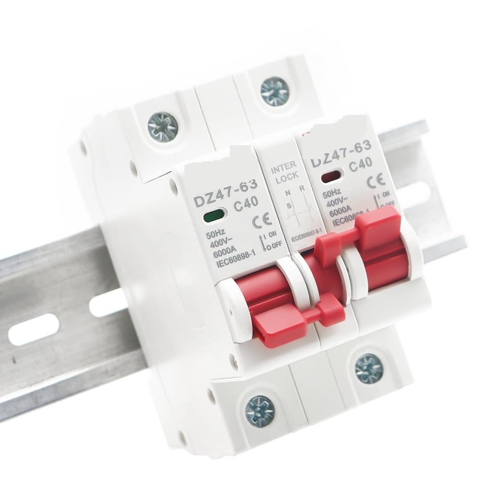 AC MCB Short Circuit Protection Overload Protection Dual Power Manual Conversion Interlock Circuit Breaker Rail Isolation Switch(2P,20A)