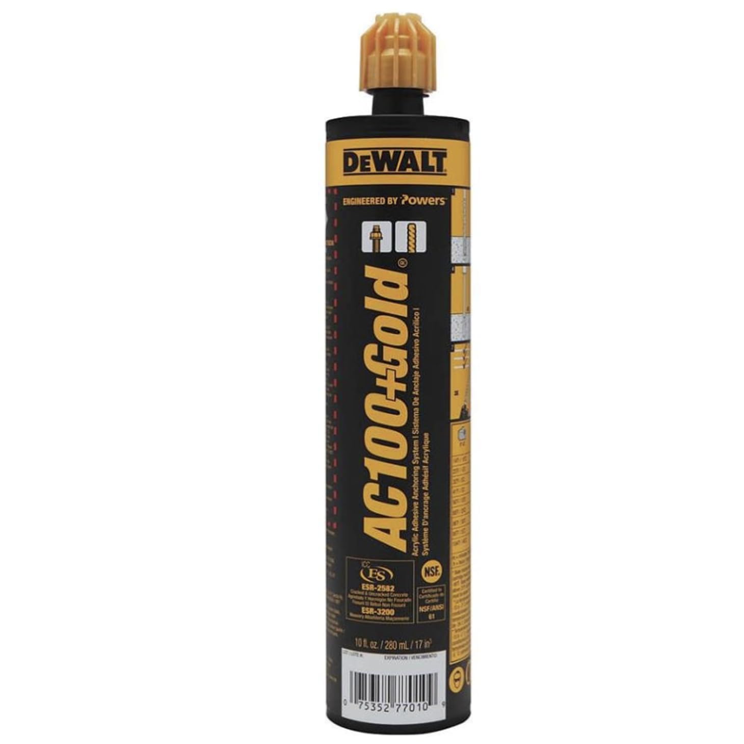 Powers Fasteners AC100 Gold 8478SD Acrylic Quick-Shot Epoxy, 10 oz Size