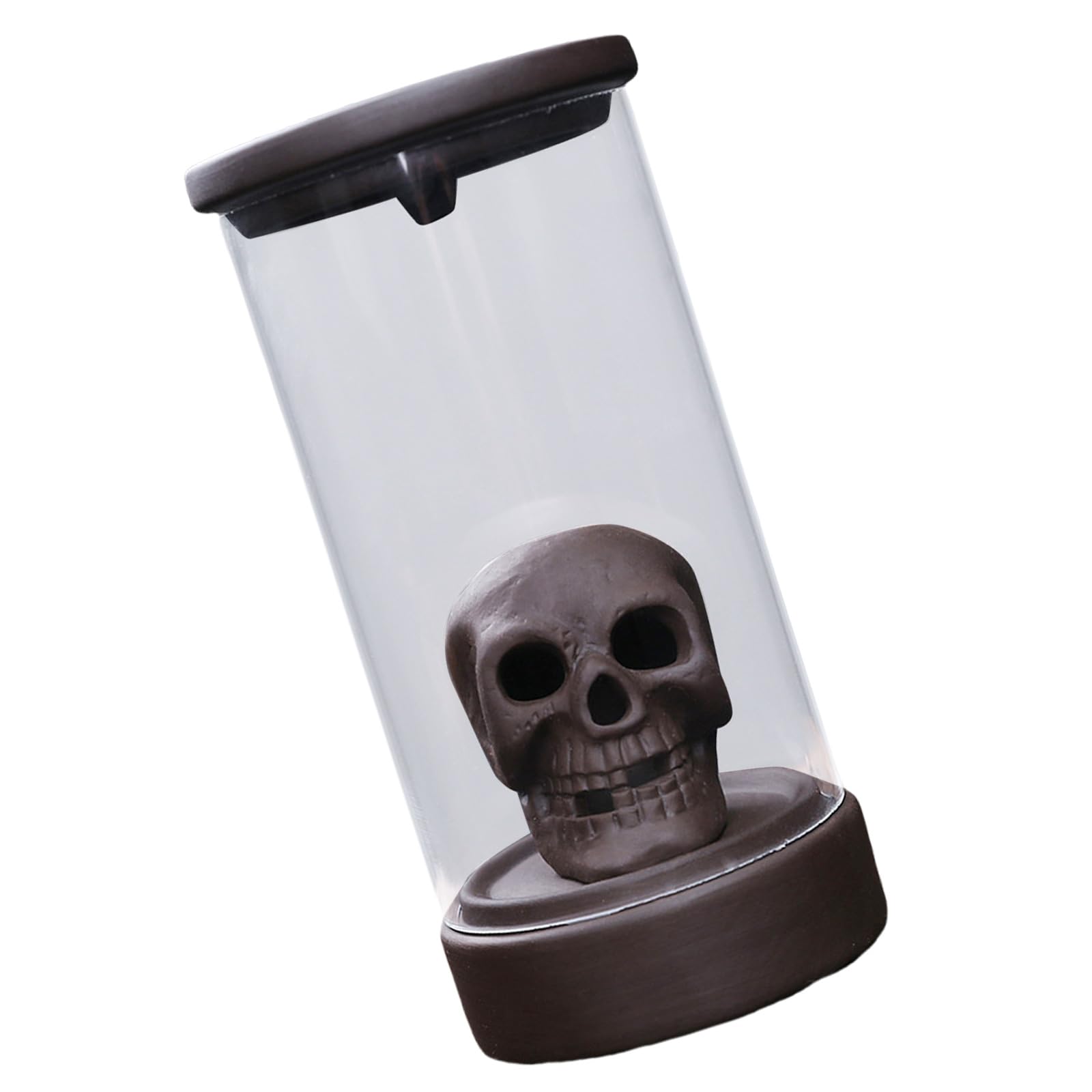 Support de tête de mort pour encens en céramique sculptée et lumière LED