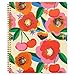 ban.do Floral Rough Draft Large Spiral Notebook, 11" x 9" with Pockets and 160 College Ruled Pages, Cherry Bomb