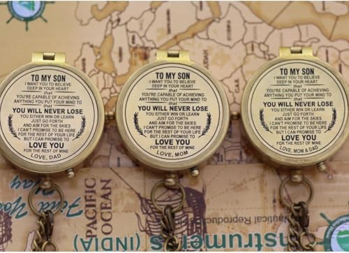 Brújula de Bolsillo de Latón, Brújula Náutica para Camping, Viajes, Senderismo y Navegación con Estuche de Cuero Impreso miniatura 6