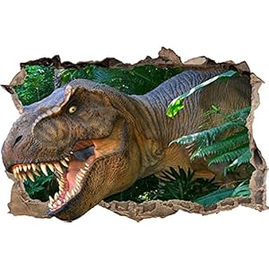 Muursticker, gat in de muur, Dinosaurus Tyrannosaurus REX Sticker naar de kamer 59 (XXL – 115 x 75 cm)