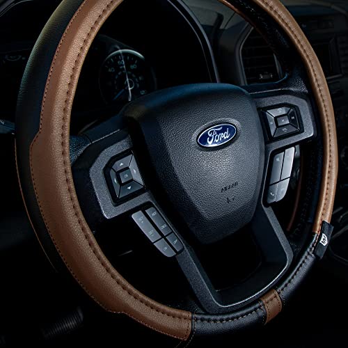Plasticolor 006747R01 Weatherpro Truck Sized Black/Brown Steering Wheel Cover #TOP1