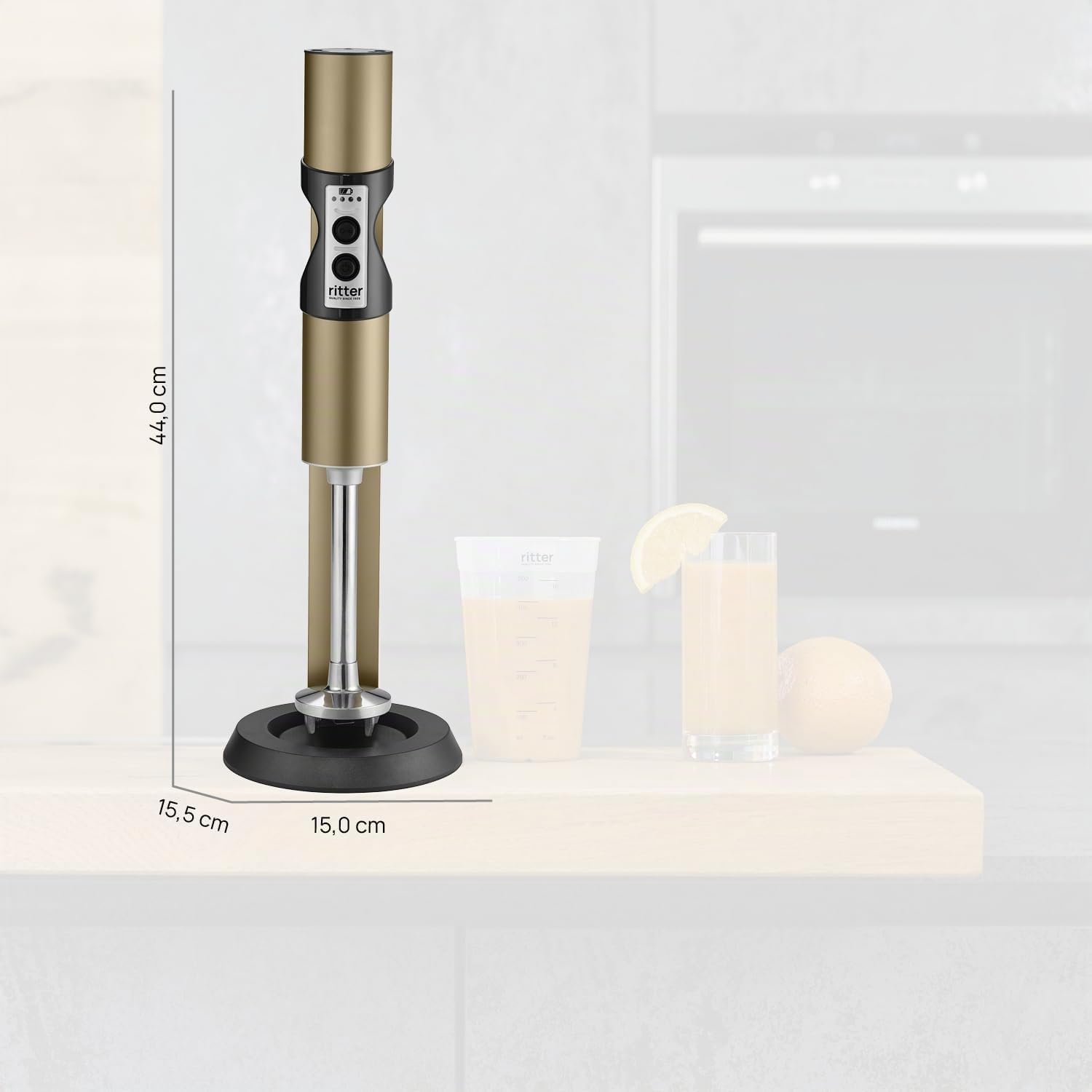 ritter stilo 7 Kabelloser Akku-Stabmixer, Made in Germany, Dunkles Braun