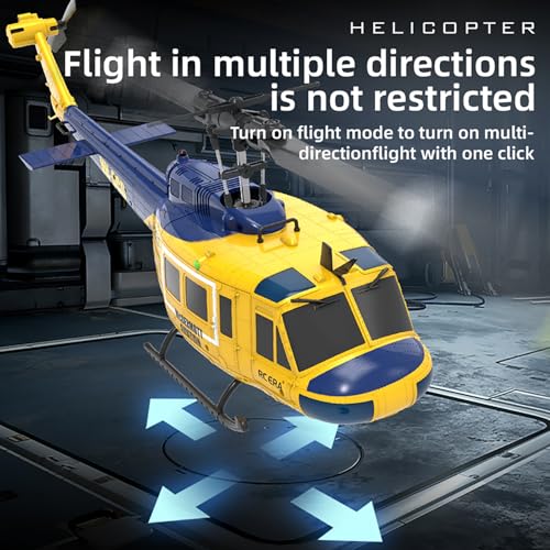 Image of 315MM UH-1 Remote Control Helicopter Aircraft for Adults Expert 6CH C032 RC Heli Maintain Altitude Brushless Motor /Optical Flow Positioning /Fly Upside Down 3D Rolling RTF Yellow 1Battery