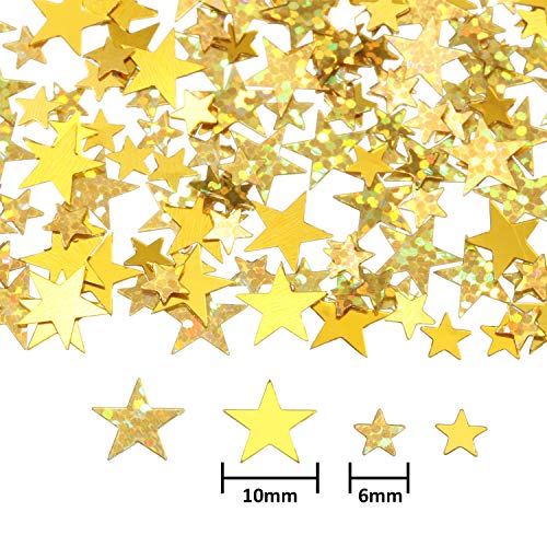 Image of 60 g Star Confetti Glitter Star Table Confetti Metallic Foil Stars for Party Wedding Festival Decorations(Glitter Gold Set, 10mm and 6mm)
