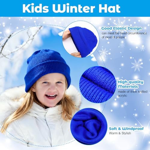 Image of Handepo 60Pcs Kids Winter Beanie and Gloves Bulk Knit Hats Gloves Warm Unisex Cold Weather Winter Gifts for Boy Girl Homeless