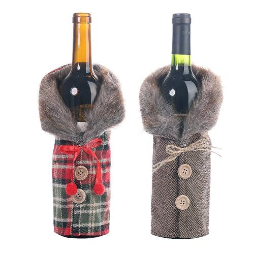 TRIXES Fundas para Botellas de Vino - 2 Unidades - Decoración de Mesa de Navidad