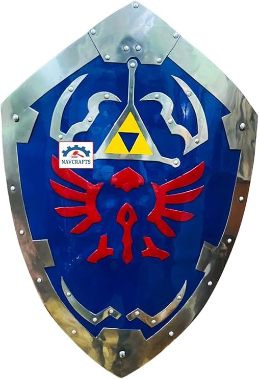 Medieval Steel Hylian Shield Inspired by Twilight Princess | Blue Hyrule Legendary Gaming Shield Replica for LARP Cosplay Renaissance Fairs Conventions & Wall Decor | Collector Gift
