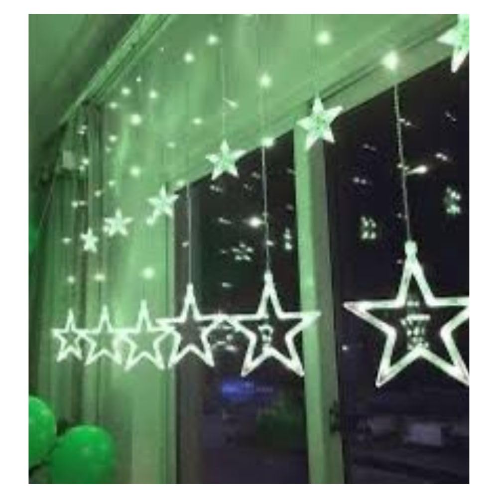KHIZAR 6+6 Star Curtain Led Light Christmas Decoration Festival Occassional Diwali Ramadan Ganpati New Year Party Decor Led Lightings (Warm White) 3