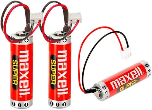 Paquete de 3 baterías er6c de 1800 mAh 3.6 V, reemplazo para PLC fx2n-128mr fx1n con enchufe blanco