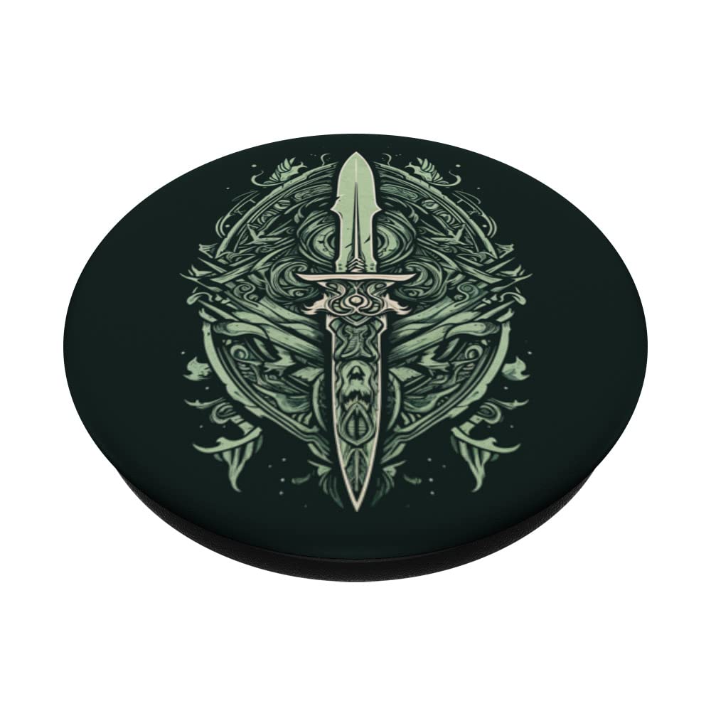 Athame Green Jade For Lovers Of Wicca And Witchcraft PopSockets Swappable PopGrip, Black - Image 2
