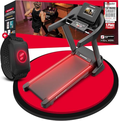 Sportstech F37s/F37s Pro Laufband für Zuhause klappbar, Treadmill, Laufpad, Walking Pad mit Steigung bis 20 km/h und 7PS, 150 kg Nutzergewicht, STL App kompatibel und großer Lauffläche,sPulse inkl.