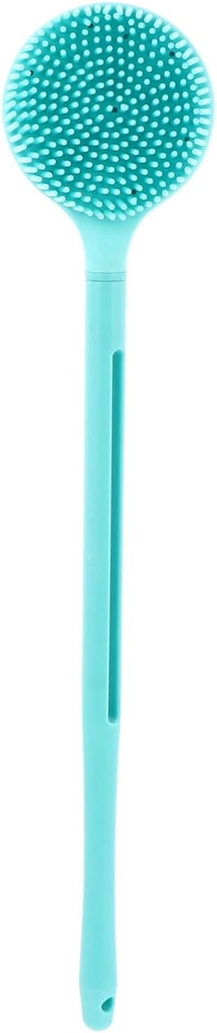 Silicone Long Handle Bath Brush for Shower Body Scrubbing Exfoliating Back Scrubber with Soft Bristles Comfortable Skin Cleaning and Massage Tool for Neck Shoulders and Full Body