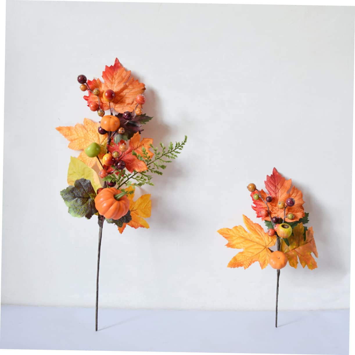 jojofuny 4 Sets Künstlicher Kürbis-Ahornblatt-Zweig Herbstblätter Erntedank-Dekoration Kunstpflanze Für Zuhause Outdoor Garten Dekoration 2 Stück X 4