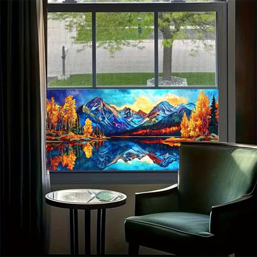 Vinilo decorativo para ventana patrón lago montañoso 39.3x17.7 pulg miniatura 2
