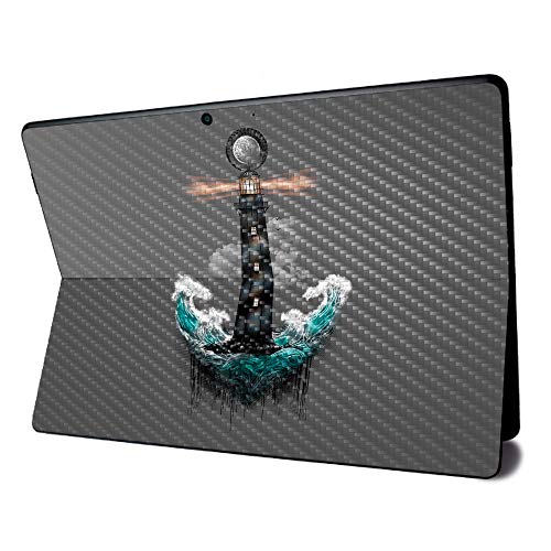Image of MightySkins Carbon Fiber Skin for Microsoft Surface Pro X - Wave Anchor | Textured Carbon Fiber Finish | Easy to Apply, Remove, and Change Styles | Made in The USA