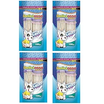 4 un Osso Deliciosso Baby Palito Fino Leite para Cães Filhotes Ossinho para cachorro filhote - 100 g