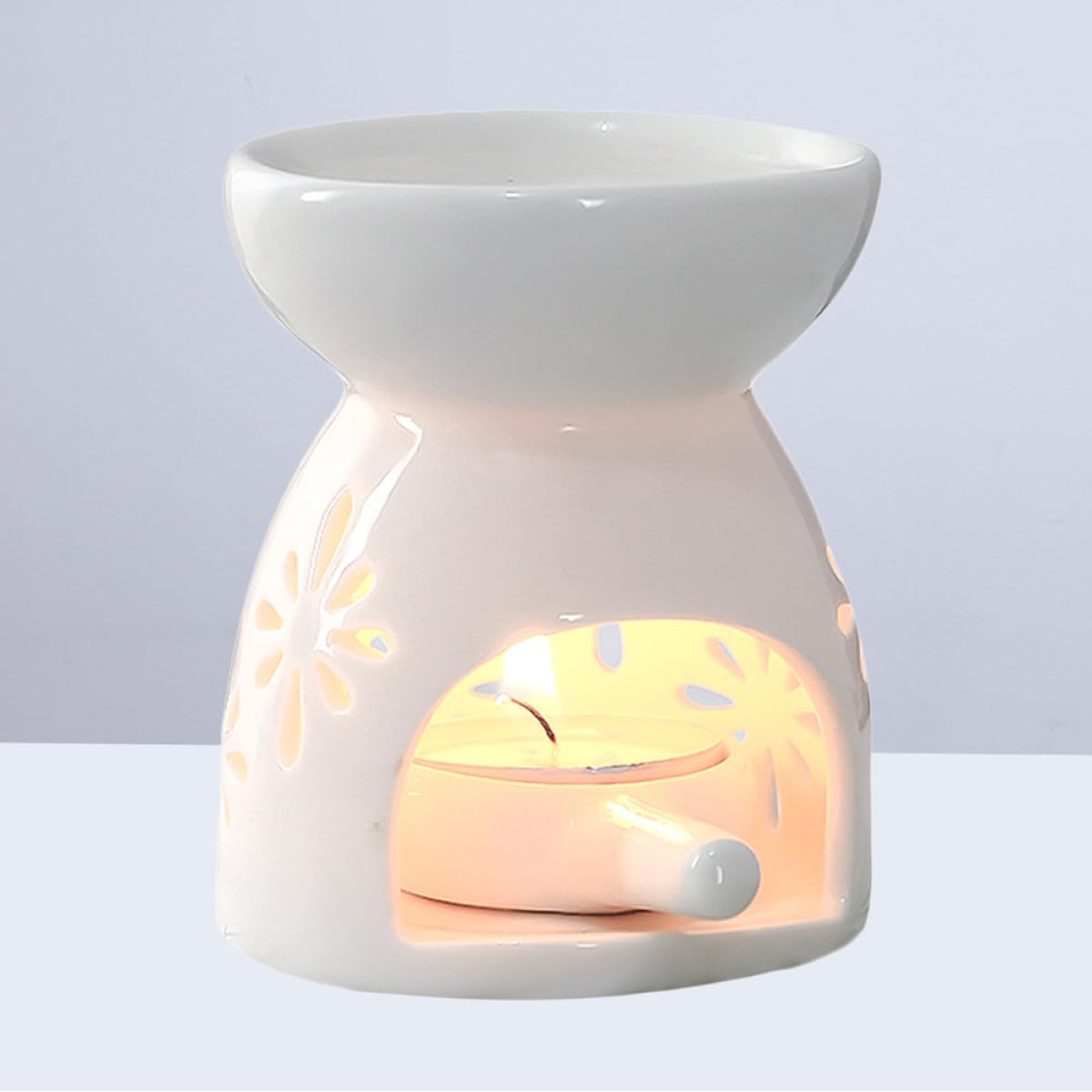 Cabilock Brûleur de Parfum d'Aromathérapie à Bougie Lot de 2 Céramique Design Élégant pour Chaleur Douce Décoration Intérieure