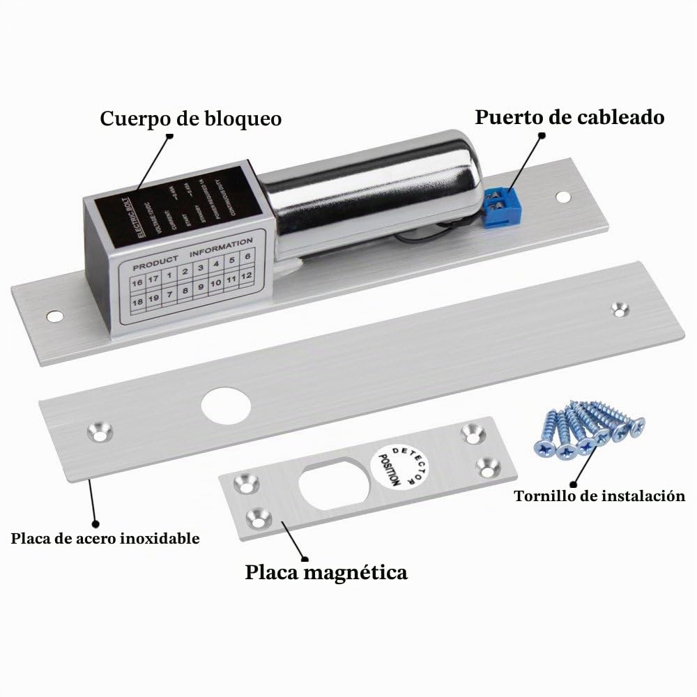LIBO Cerradura de perno eléctrico 2 líneas DC 12V Fail Safe Temperatura normal de bloqueo electrónico para el sistema de control de acceso de puerta de hierro de madera de vidrio
