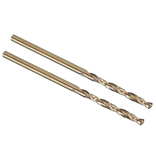 PATIKIL Broca Jobber de 0.039 in, vástago recto M35 cobalto 5% acero de alta velocidad 135° acabado dorado para metal duro de acero inoxidable - 2