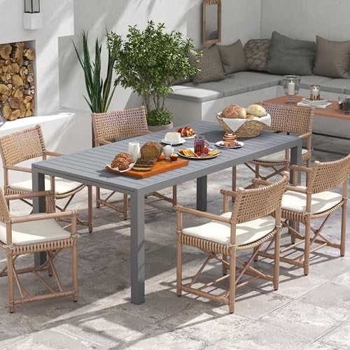 Outsunny Mesa de Jardín Extensible de Aluminio Mesa de Comedor Exterior Mesa de Terraza Rectangular para 6-8 Personas Carga 50 kg para Balcón 180/240x94x73 cm Gris Oscuro - imagen 7