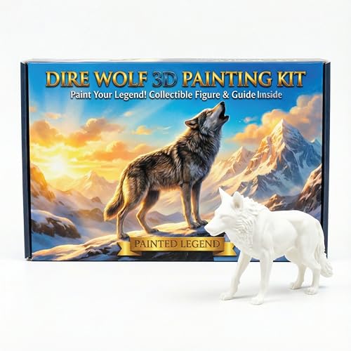 Image of Unscroo DIY 3D Model Painting Kits - Dinosaurs, Ice Age Animals & Unicorns - 3D Printed Art & Craft Hobby Gift for Kids, Teens & Adults - Return Gift Sets (Dire Wolf Single)