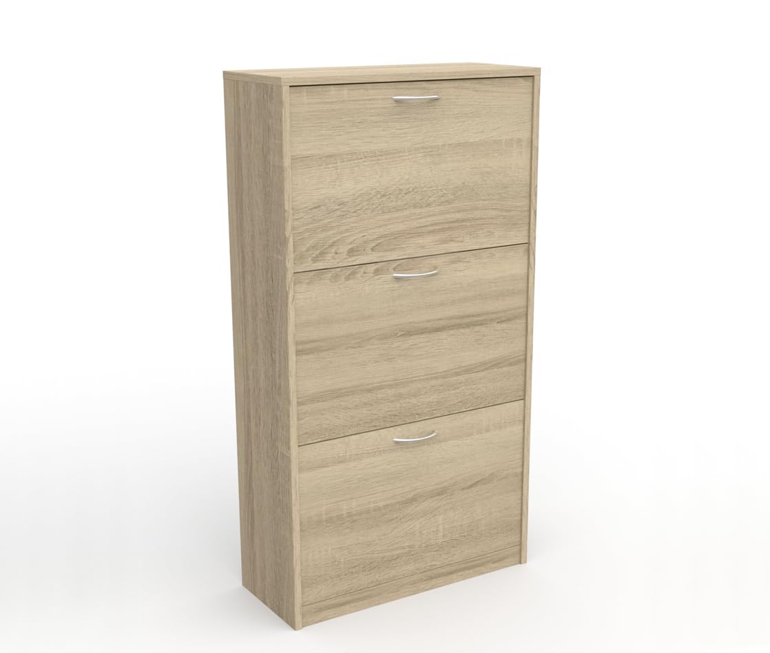 DORMIDAN- Zapatero 3 puertas, mueble armario, gran capacidad (Roble)