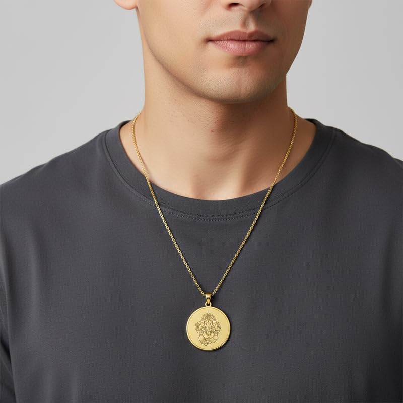 Collier Ganesh gravé : le cadeau idéal en argent plaqué or - 4