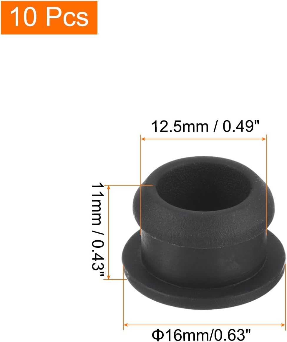 MECCANIXITY Silicone Snap in Locking Hole Plugs,Rubber Panel Seal Cover Flush Type Panel Round for Kitchen Rubber Bulkheads Waterproof Sealing Plugs 12.5mm/0.5 Inch Diameter Black,Pack of 10