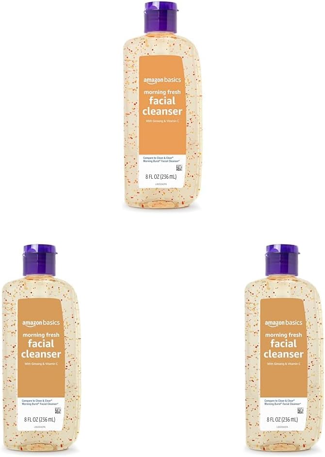 Amazon Basics Morning Fresh Facial Cleanser with Ginseng and Vitamin C, 8 fl oz (3-Pack)