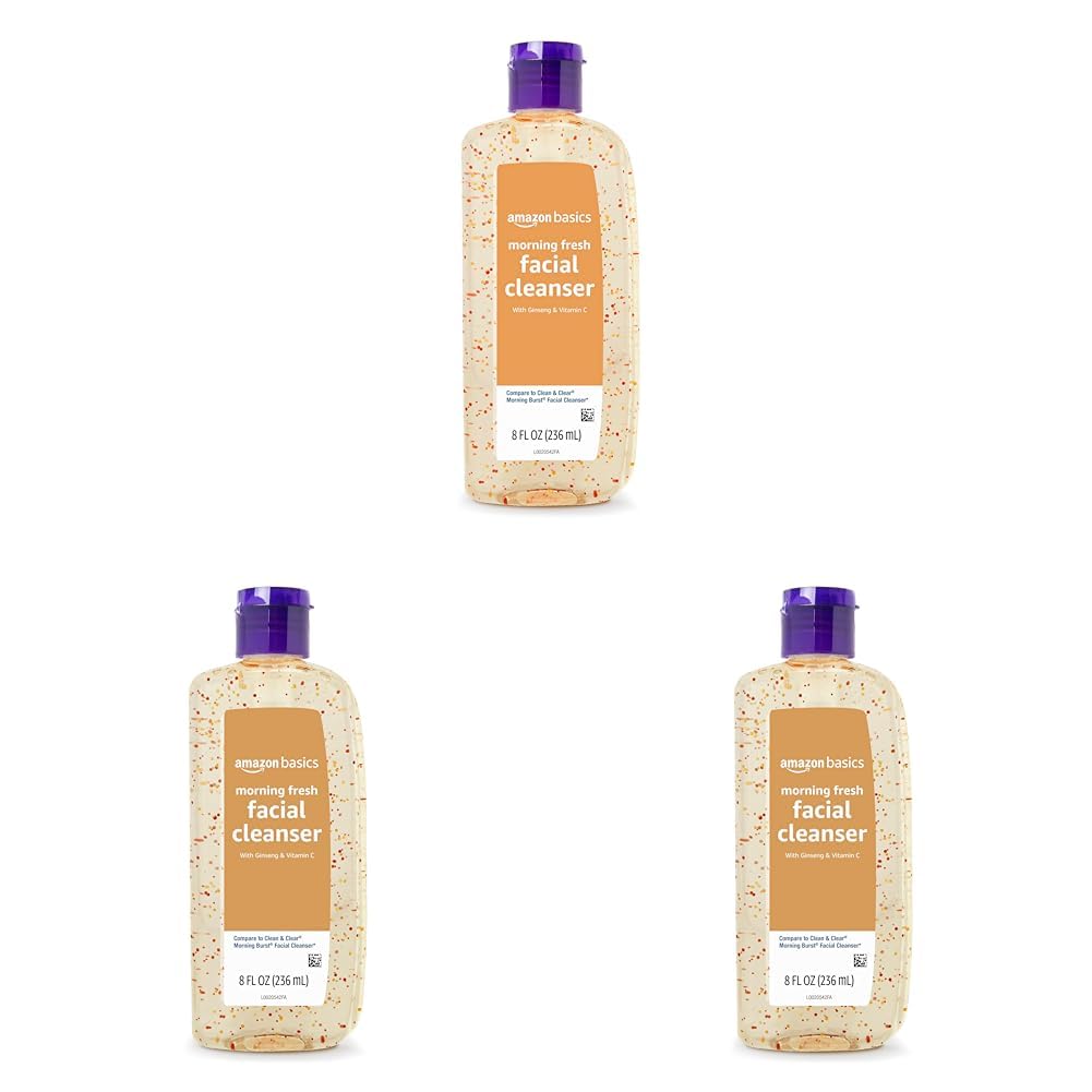 Amazon Basics Morning Fresh Facial Cleanser with Ginseng and Vitamin C, 8 fl oz (Pack of 3)