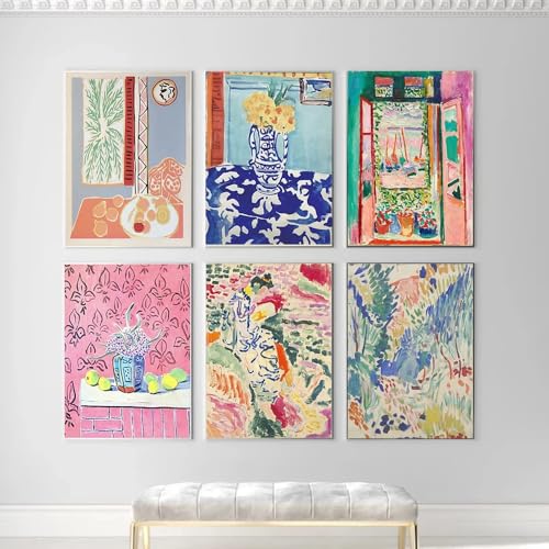 Images vintage pour la décoration intérieure Matisse lot de 6 toiles sans cadre