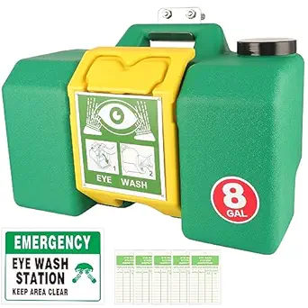 Portable Eyewash Station OSHA-Approved Emergency - Yzzwer 8 Gallon Wall Mounted Eye Wash Irrigation Kit Ansi Certified