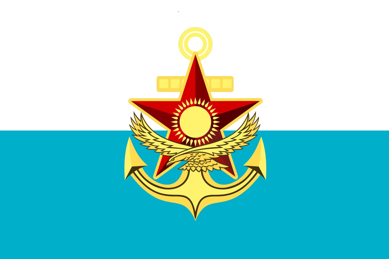 Drapeau Kazakhstan Naval Forces grand modèle en maille renforcée
