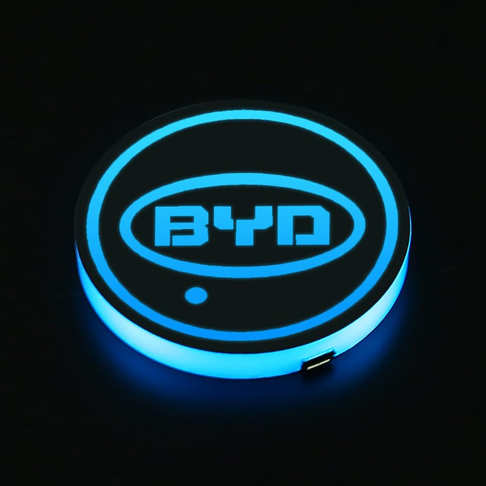 Sdosye 2pcs LED Car Luminescent Non-slip Coasters with 7 Colors,for BYD Seal U DM-i Car Cup Holder Insert Coasters Interior Accessories