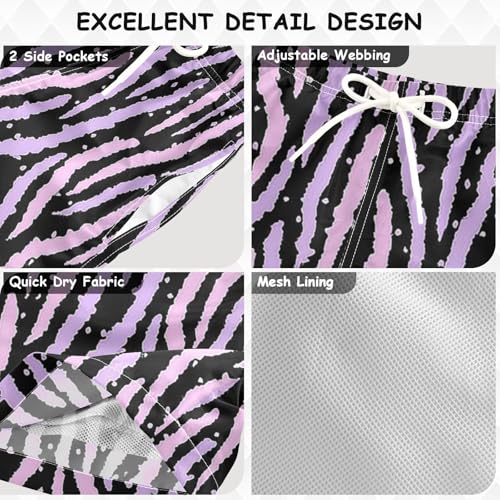 Animal Purple Black Running Shorts Youth Swimming Suit Lightweight with Pocket Beach Hawaii Vacation 2T3