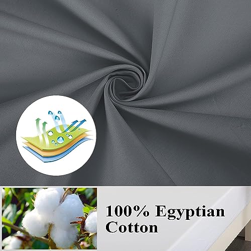 Image of 100% Egyptian Cotton Pillow Protectors Set of 4, 600 Thread Count King Size Bed Pillow Cases with Zipper, Sateen Weave Cooling Pillow Cases Quiet and Breathable Easy Care (4PCS, King, Dark Grey)