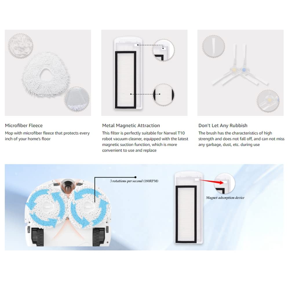 21PZ Kit Accessori per Narwal T10 J1 J2 Robot Aspirapolvere