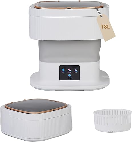 18L Portable Washing Machine, Small Laundry Washer for Clothes, Foldable Mini Washer with 3 Modes, Apartments and Travel,Underwear (Gray)