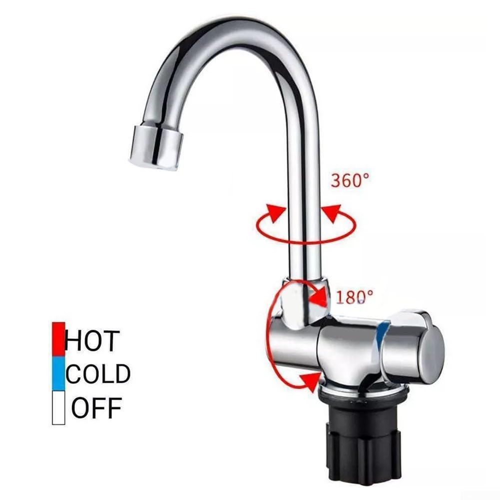 Robinet d'eau pour caravane, camping-car, mélangeur d'eau chaude et froide pliable pour camping-cars, yachts, comptoirs de bar, rotation à 360°