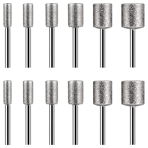 Asyduey Juego de Talla de Piedra, 12 Piezas Brocas de Diamante para Rocas de Piedra Herramientas Rotativas de CeráMica de Vidrio (4 Mm 5 Mm 6 Mm 8 Mm 10 Mm 12 Mm)