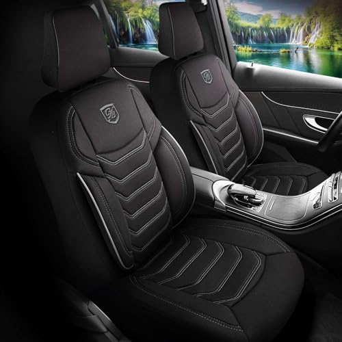 Housses de siège de voiture universelles en tissu Lacoste noir gris compatibles airbags pour SUV