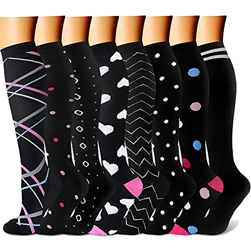 CHARMKING Compression Socks for Women & Men (8 Pairs) 1520 mmHg